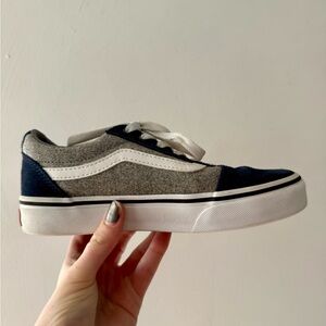 Kids size 2 Old Skool Vans Navy and Heather Grey